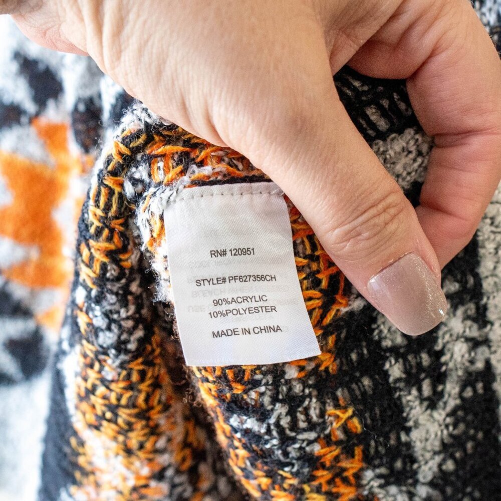 Charming Charlie Tribal Aztec Knit Cardigan Size Small Open Front Drape Sweater - Picture 8 of 8